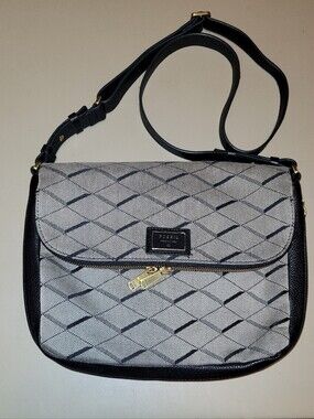 Fossil Black and Beige Patterned Crossbody Bag